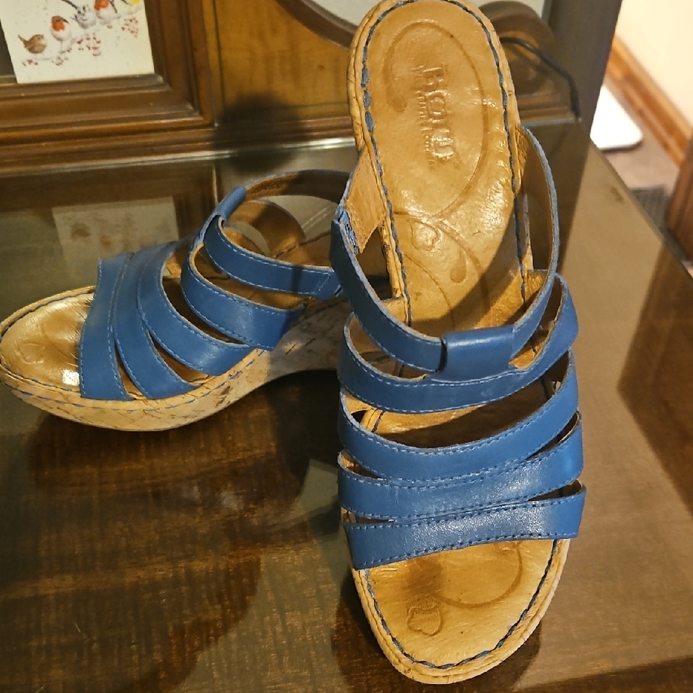 Born Blue and Cork Wedge Sandal